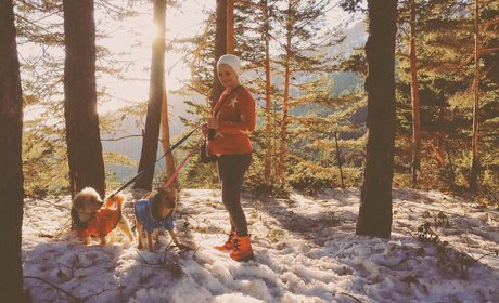 Soraya Arnelas junto a sus perros en la sierra nevada (1). Foto cedida