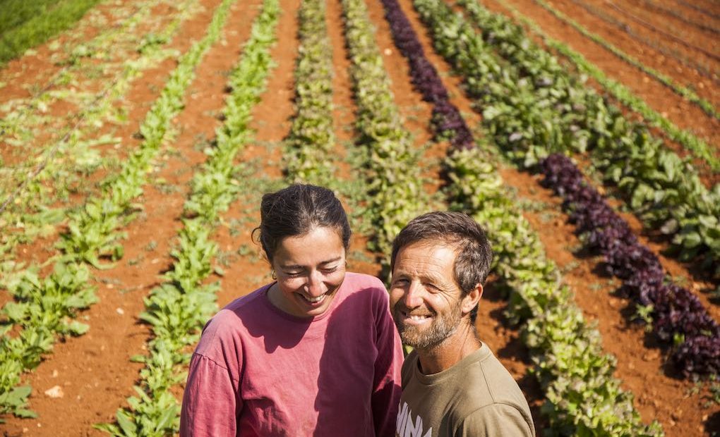 Nuria y Tito ante su huerto. Foto: Antonio Xoubanova Nuria y Tito ante su huerto. Foto: Antonio Xoubanova