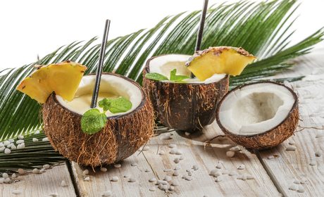 Surprise your guests by serving piña colada in a coconut Surprise your guests by serving piña colada in a coconut